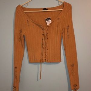 Long sleeve cropped/ripped shirt